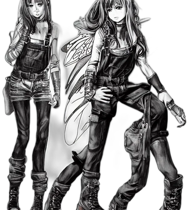 concept art, fantasy art, comic book art, cyberpunk, monochrome, dark, full, body transparent PNG cut-out