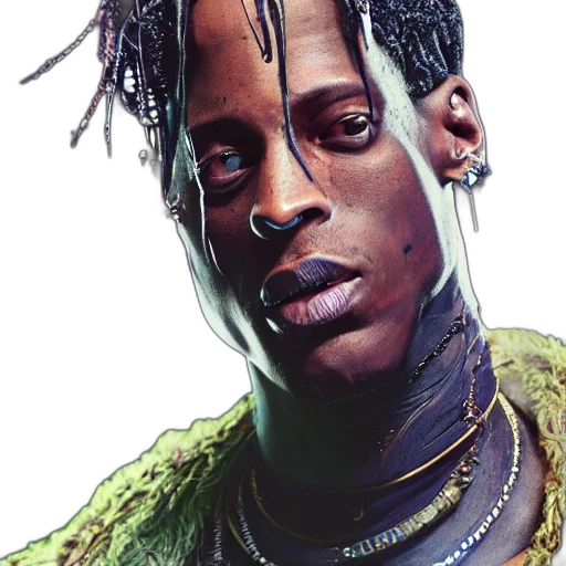 face, animal, hair, jewelry, photorealistic, cyberpunk, concept art, 3d render transparent PNG cut-out