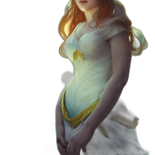 dress, crown, staff, fantasy art transparent PNG cut-out