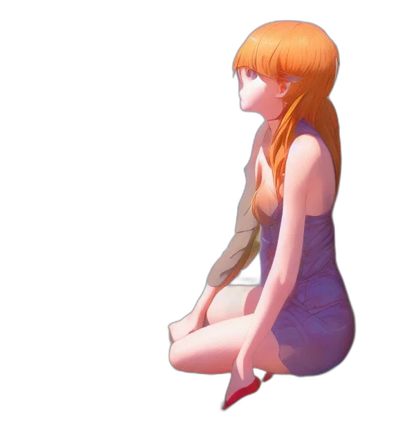 dress, face, robot, hair, concept art, 3d render, pixel art, anime transparent PNG cut-out