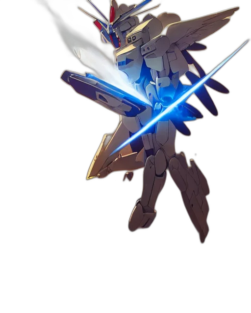 weapon, robot, sword, staff, concept art, anime, fantasy art, 3d render transparent PNG cut-out
