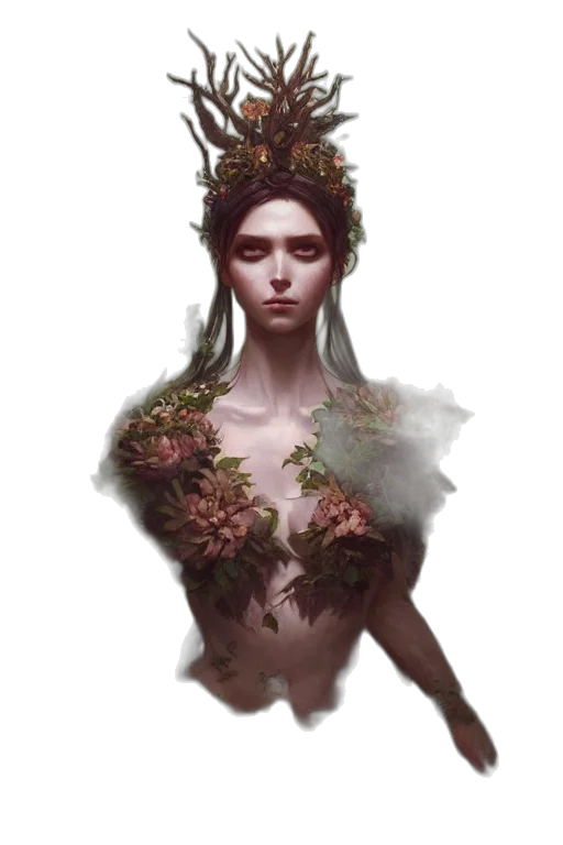 crown, dress, creature, face, fantasy art, concept art, photorealistic, pixel art transparent PNG cut-out
