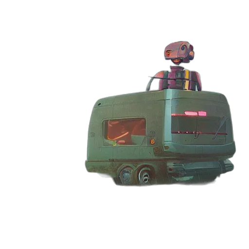 robot, car, creature, weapon, concept art, 3d render, vaporwave, pixel art transparent PNG cut-out
