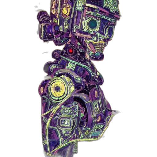 robot, mask, weapon, face, cyberpunk, concept art, fantasy art, watercolor transparent PNG cut-out