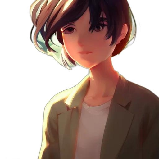 face, jacket, staff, robot transparent PNG cut-out