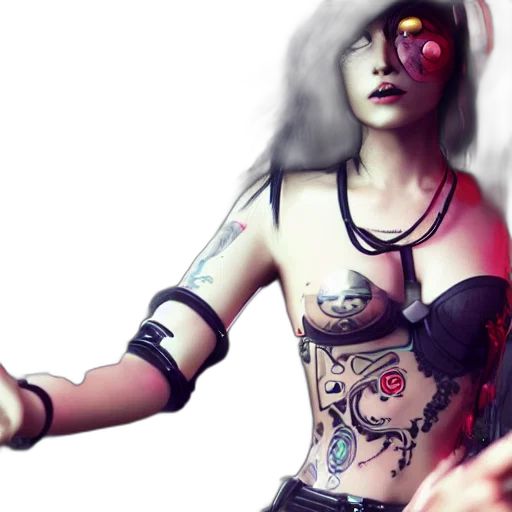 cyberpunk, fantasy art, concept art, 3d render transparent PNG cut-out