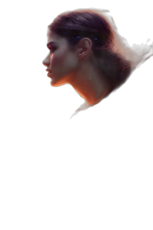 face, hair, mask, creature, photorealistic, concept art, fantasy art, 3d render transparent PNG cut-out