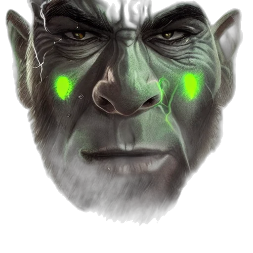 face, mask, creature, staff, concept art, fantasy art, photorealistic, comic book art transparent PNG cut-out