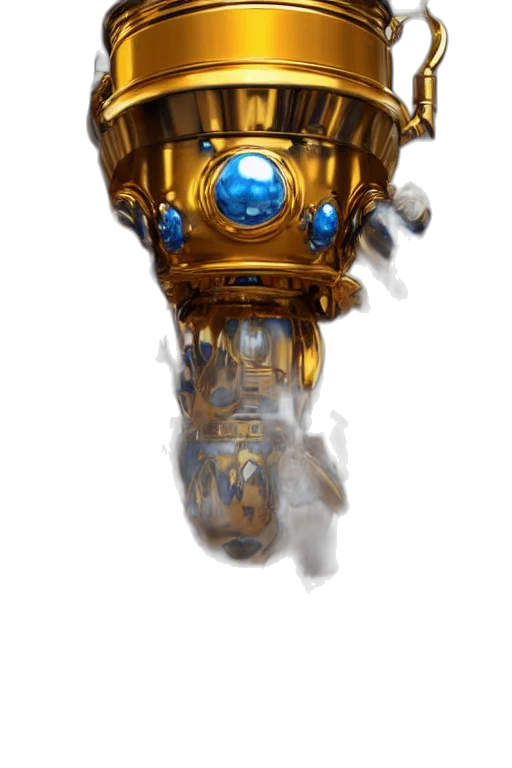 robot, jewelry, crown, weapon, concept art, 3d render, fantasy art, comic book art transparent PNG cut-out