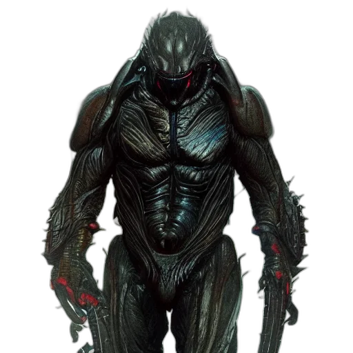 creature, robot, concept art, 3d render, predator, movie, dark, fantasy transparent PNG cut-out
