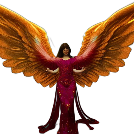 concept art, fantasy art, 3d render, photorealistic, beautiful, orchid, phoenix, angel transparent PNG cut-out
