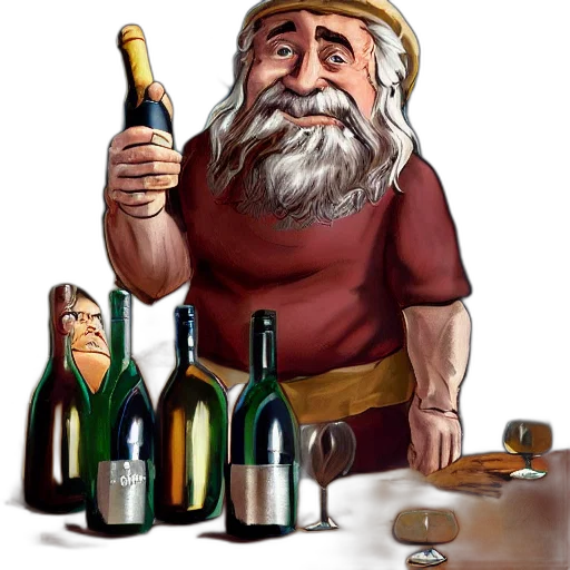bottle, food, concept art, fantasy art, photorealistic, 3d render, fantasy, dwarf transparent PNG cut-out