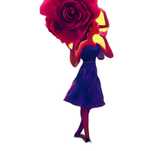 flower, dress, crown, staff, concept art, 3d render, pixel art, watercolor transparent PNG cut-out
