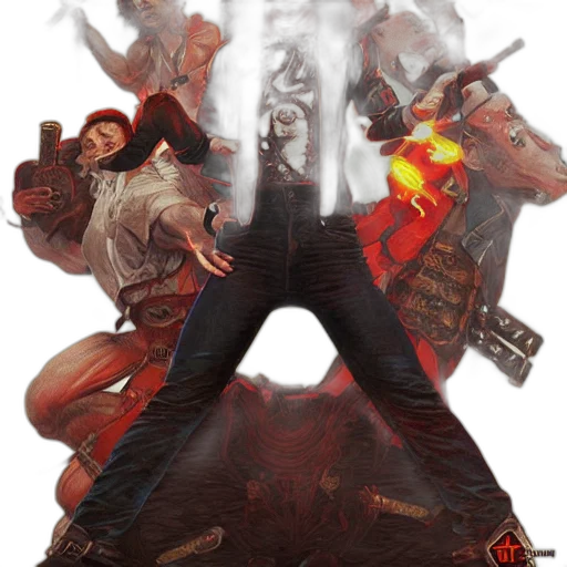 jacket, concept art, comic book art, fantasy art, photorealistic, fire, red, slash transparent PNG cut-out