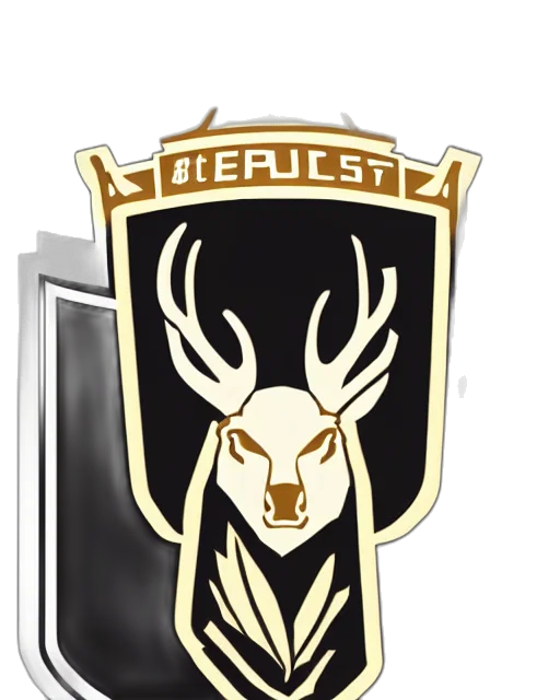concept art, 3d render, pixel art, fantasy art, esports, logo, stag, wearing transparent PNG cut-out