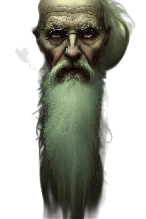 creature, face, staff, hat, concept art, fantasy art, photorealistic, comic book art transparent PNG cut-out