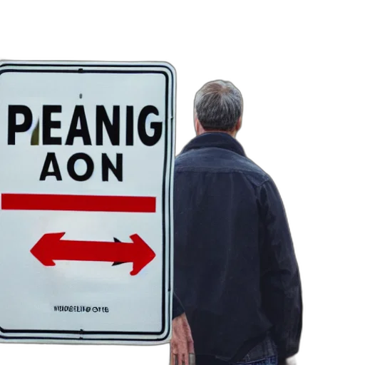 man, looking, parking, sign transparent PNG cut-out