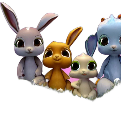 3d render, concept art, cute, baby, bunnies, littlest, pet, shop transparent PNG cut-out