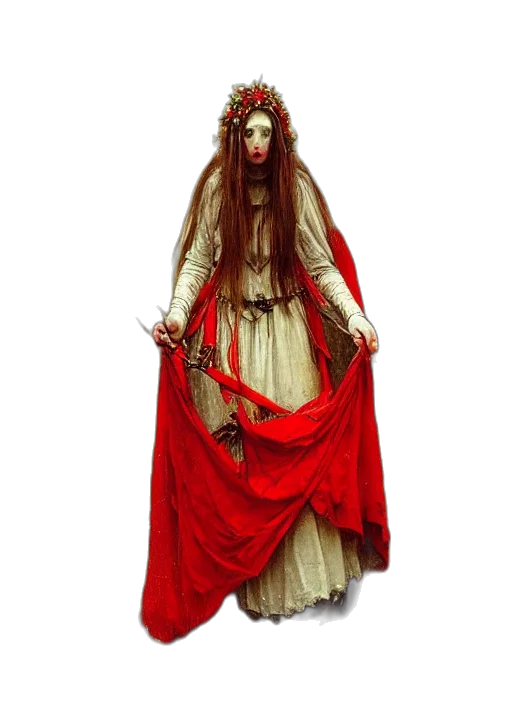 dress, staff, mask, crown transparent PNG cut-out