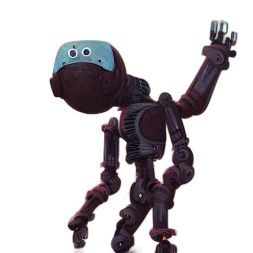 robot, staff, creature, animal, concept art, 3d render, pixel art, cyberpunk transparent PNG cut-out