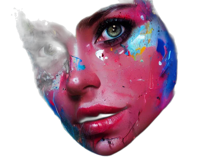face, mask, photorealistic, watercolor transparent PNG cut-out