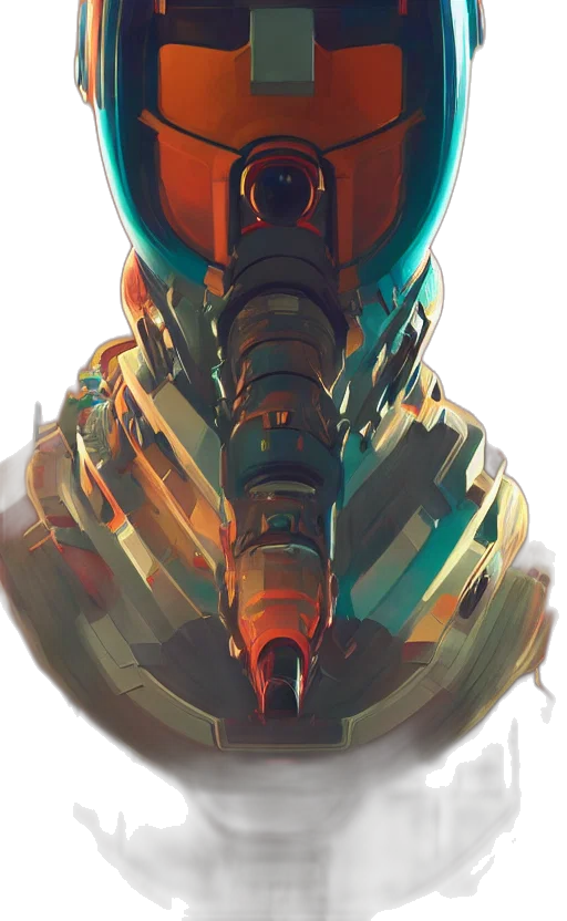 robot, weapon, face, sword, concept art, cyberpunk, pixel art, 3d render transparent PNG cut-out