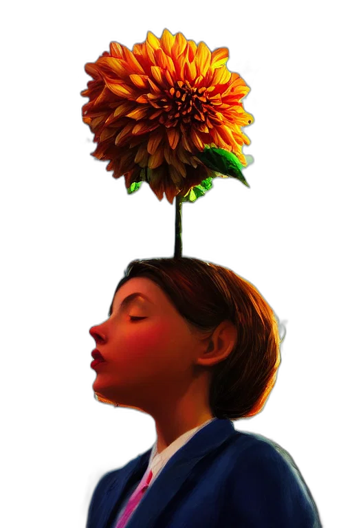 flower, crown, hat, umbrella, photorealistic, 3d render, oil painting, concept art transparent PNG cut-out