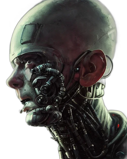 robot, face, mask, creature, cyberpunk, concept art, comic book art, photorealistic transparent PNG cut-out