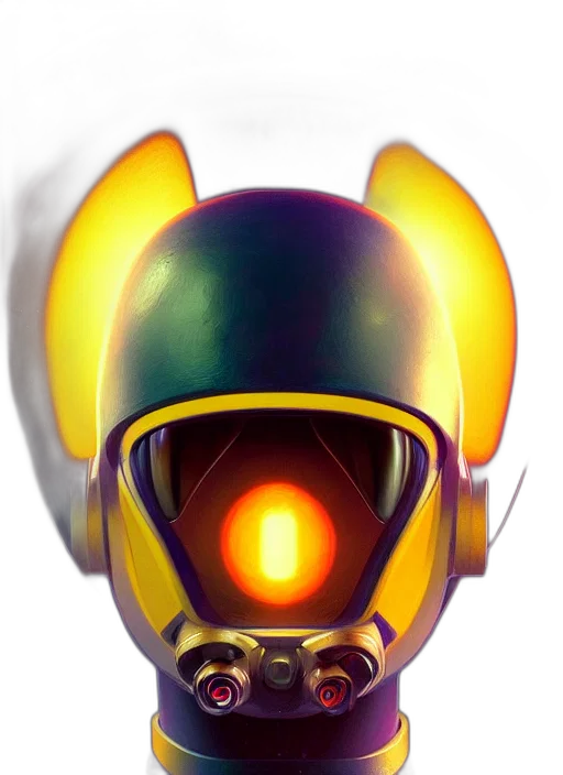 robot, mask, face, concept art, 3d render, fantasy art, pixel art, golden transparent PNG cut-out
