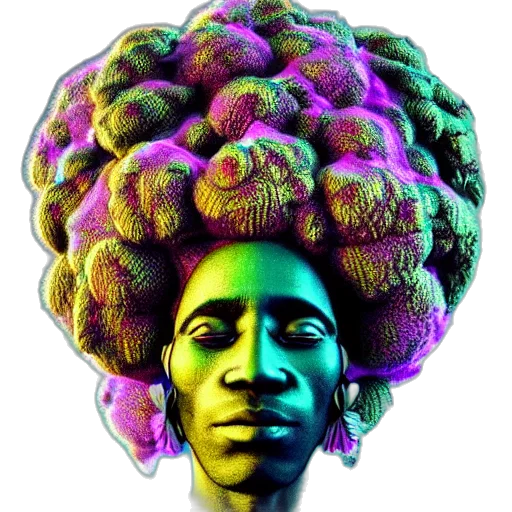 hair, crown, face, hat, concept art, photorealistic, african, marijuanna transparent PNG cut-out