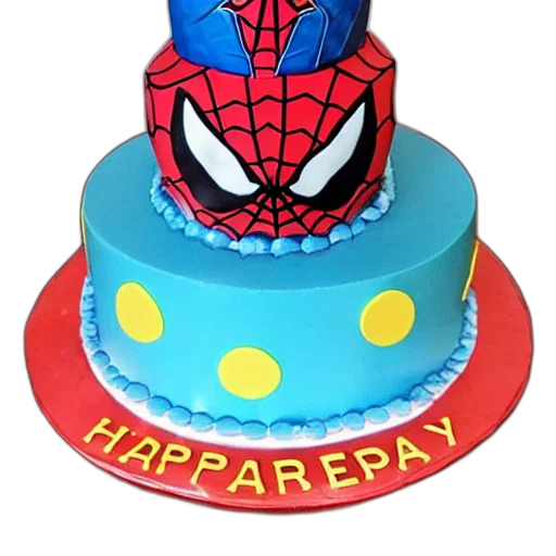 3d render, chinese, knockoff, spider, man, birthday, cake transparent PNG cut-out