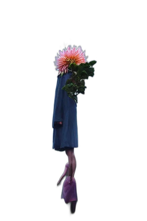 dress, flower, staff, umbrella, 3d render, photorealistic, concept art, vaporwave transparent PNG cut-out