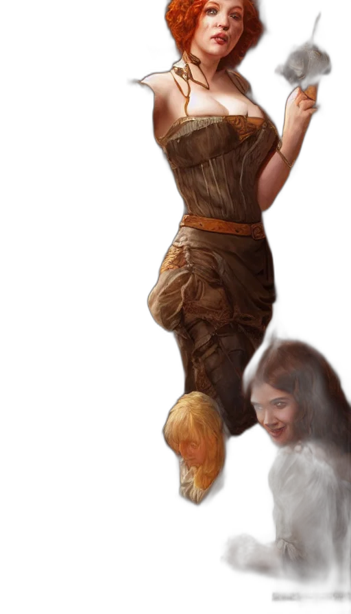 creature, staff, dress, hair, concept art, fantasy art, photorealistic, 3d render transparent PNG cut-out