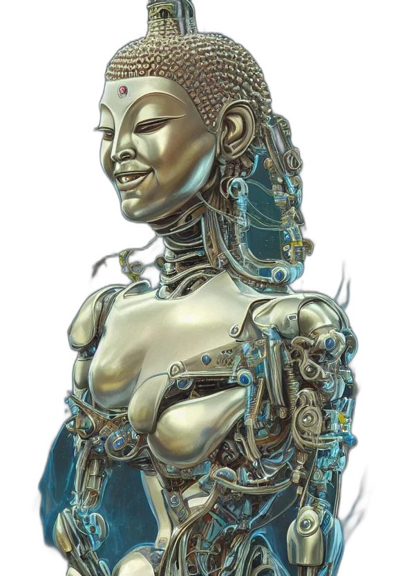 jewelry, robot, mask, crown, concept art, fantasy art, cyberpunk, comic book art transparent PNG cut-out