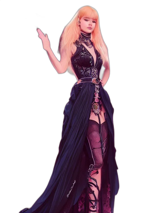 dress, staff, fantasy art, concept art transparent PNG cut-out
