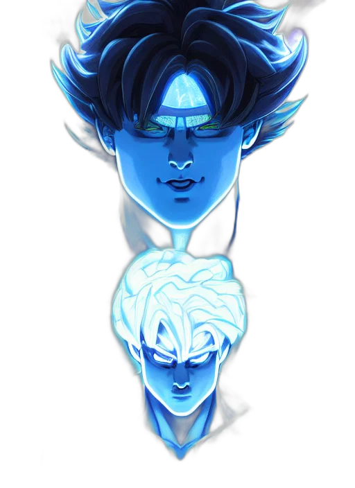 mask, face, staff, concept art, fantasy art, anime, pixel art, blue transparent PNG cut-out