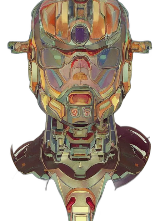 robot, mask, face, crown, cyberpunk, concept art, 3d render, comic book art transparent PNG cut-out