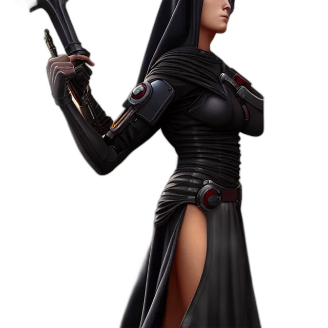 dress, staff, weapon, sword, concept art, fantasy art, 3d render, cyberpunk transparent PNG cut-out