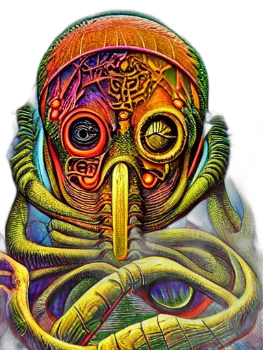 mask, creature, face, robot, concept art, cyberpunk, comic book art, watercolor transparent PNG cut-out