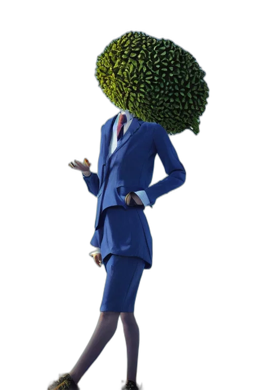 jacket, staff, tree, dress, 3d render, concept art, forest, green transparent PNG cut-out