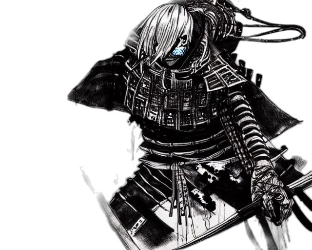 robot, weapon, mask, sword, concept art, cyberpunk, comic book art, fantasy art transparent PNG cut-out