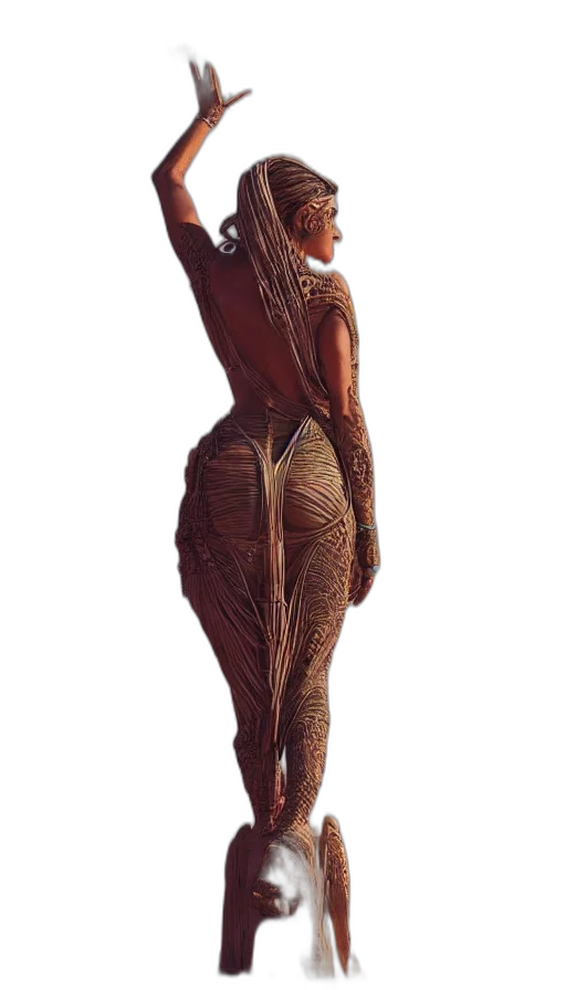dress, staff, hair, creature transparent PNG cut-out