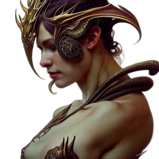 mask, jewelry, dragon, crown, fantasy art, concept art, photorealistic, comic book art transparent PNG cut-out