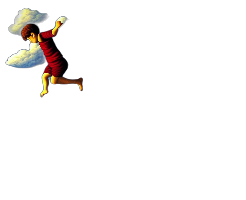pixel art, concept art, 3d render, comic book art, fire, painting, child, jumping transparent PNG cut-out
