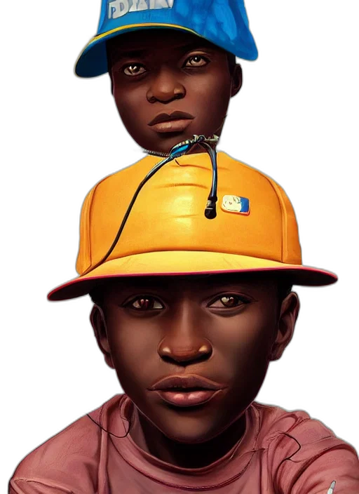 hat, face, photorealistic, concept art, 3d render, cartoon, portrait, nigerian transparent PNG cut-out