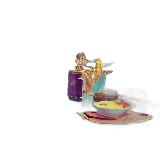 food, jewelry, bottle, crown, concept art, 3d render, vaporwave, pixel art transparent PNG cut-out