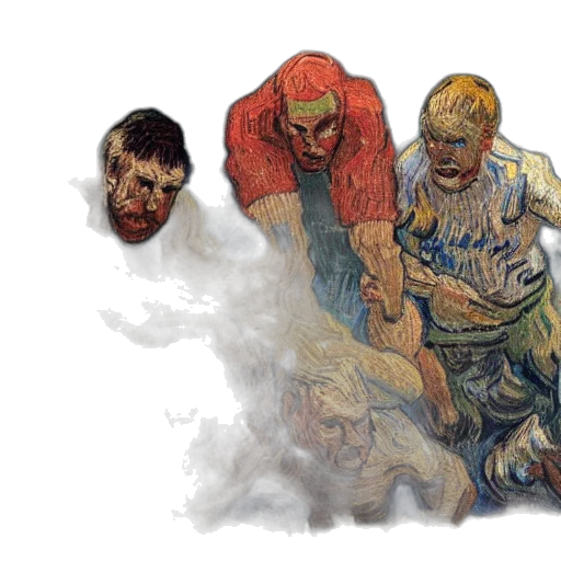 comic book art, concept art, photorealistic, watercolor, fire, fog, outer space, drunks transparent PNG cut-out
