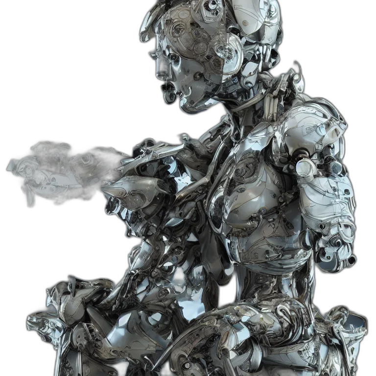 robot, concept art, 3d render, cyberpunk transparent PNG cut-out