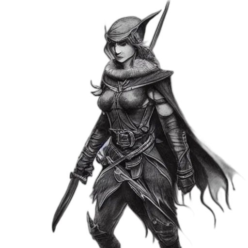 sword, staff, fantasy art, concept art, pencil sketch, pixel art, monochrome, dark transparent PNG cut-out