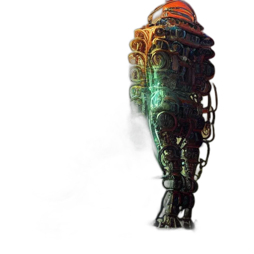 robot, creature, staff, weapon transparent PNG cut-out